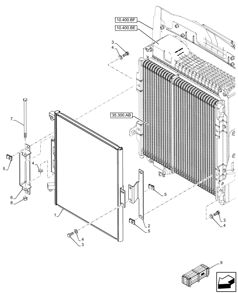 Схема запчастей Case 580N EP - (50.200.AK) - VAR - 747853, 747855 - AIR CONDITIONING, CONDENSER (50) - CAB CLIMATE CONTROL