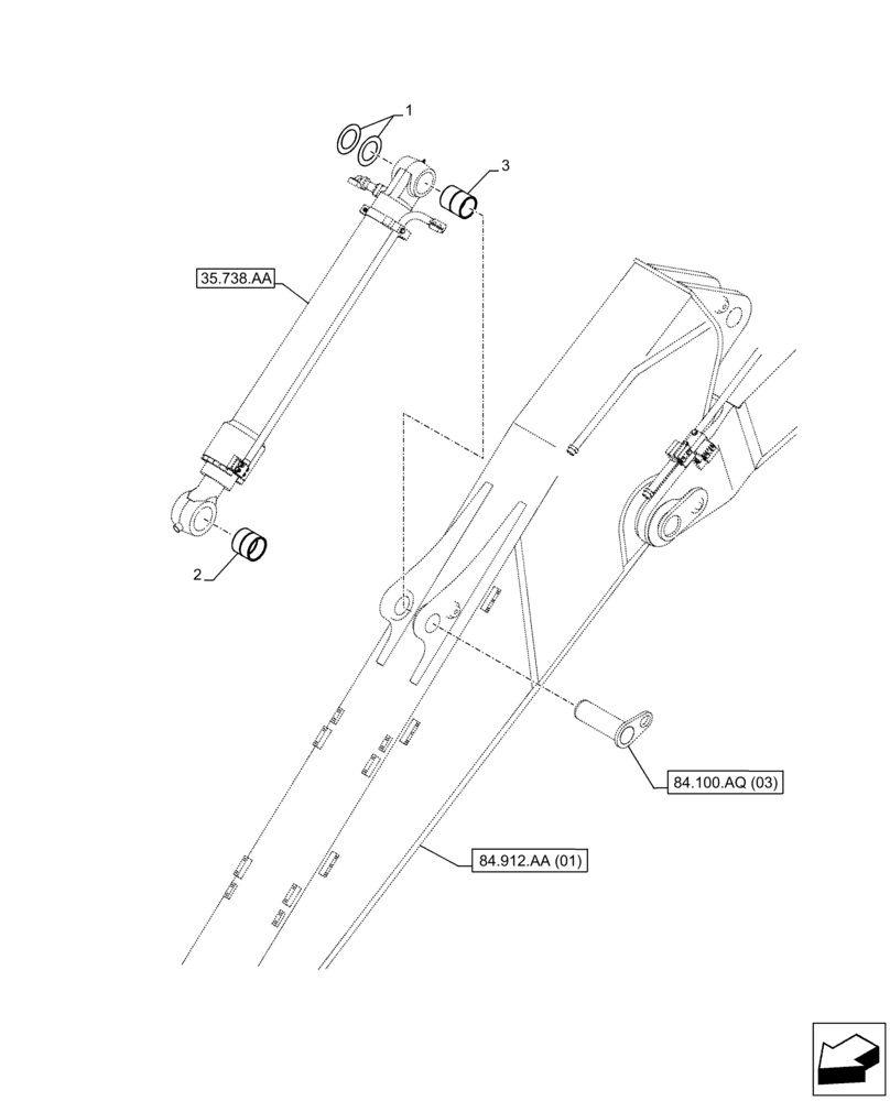 Схема запчастей Case CX350D LC - (84.100.AM[03]) - VAR - 781184 - BUCKET CYLINDER, BUSHING (ARM L=4.0M) (84) - BOOMS, DIPPERS & BUCKETS