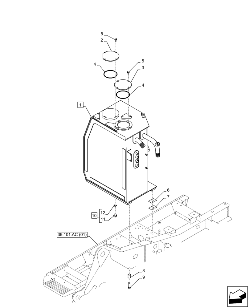 Схема запчастей Case CX350D LC - (35.300.AQ) - HYDRAULIC OIL RESERVOIR (35) - HYDRAULIC SYSTEMS