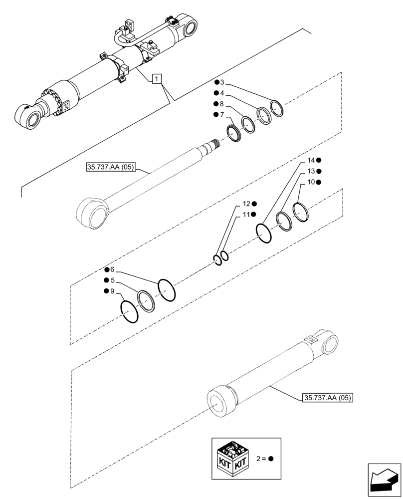 Схема запчастей Case CX350D LC - (35.737.AA[06]) - VAR - 481064 - ARM, CYLINDER, SAFETY VALVE, COMPONENTS (35) - HYDRAULIC SYSTEMS