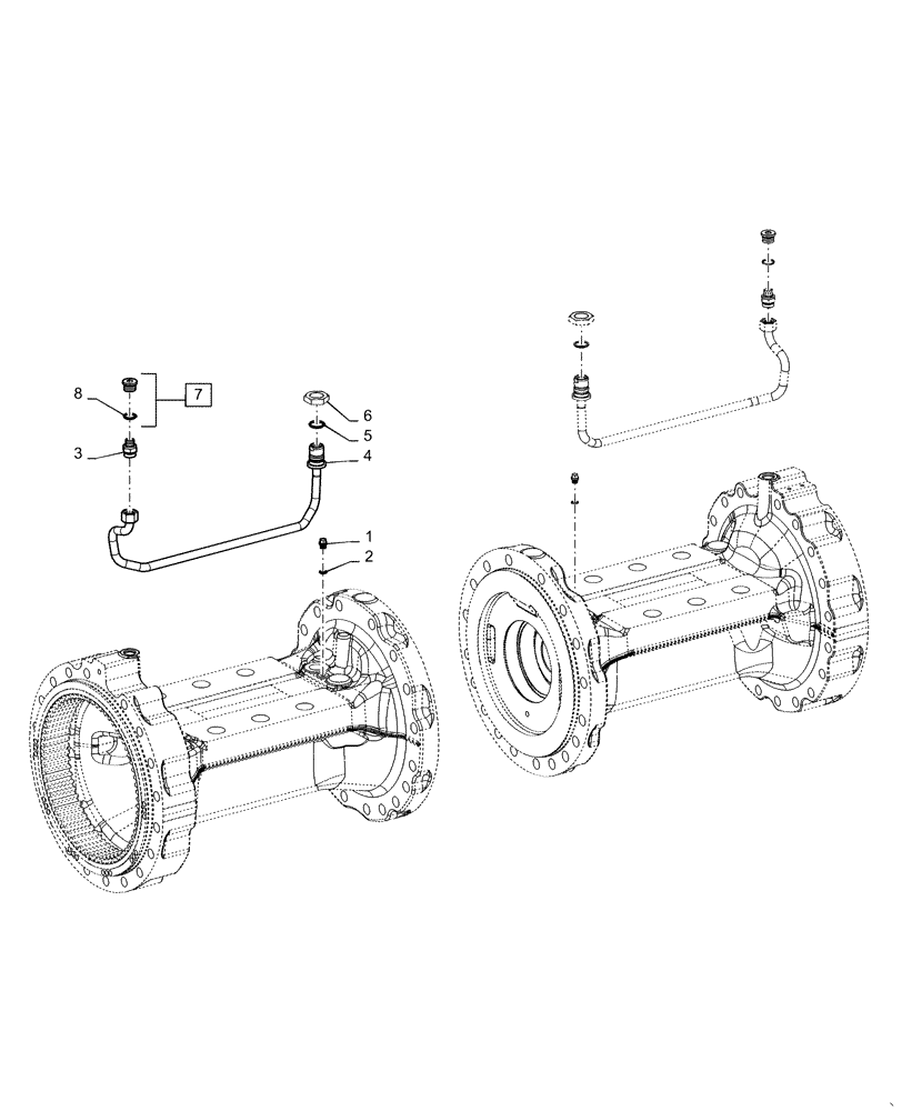 Схема запчастей Case 721F - (33.202.AP[03]) - BRAKE LINE INSTALLATION, STANDARD AND HEAVY DUTY AXLES (33) - BRAKES & CONTROLS