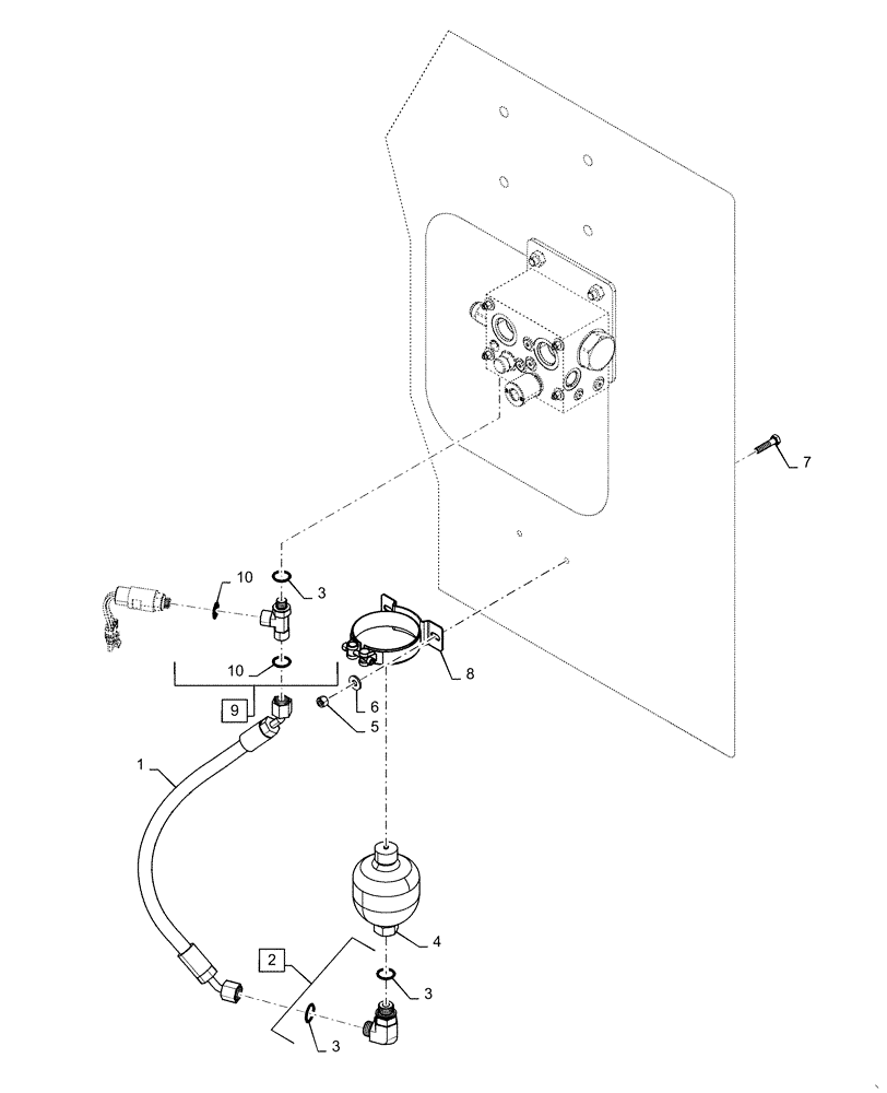 Схема запчастей Case 621F - (41.910.AD) - AUXILIARY STEERING ACCUMULATOR (41) - STEERING