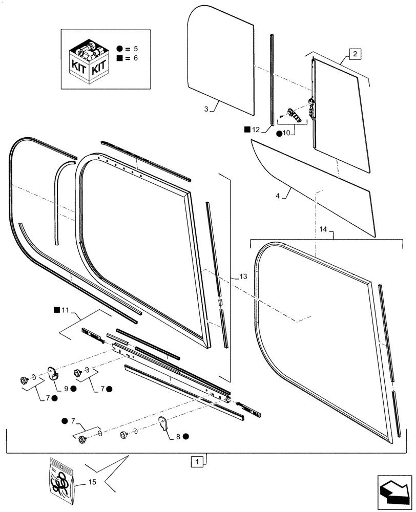 Схема запчастей Case SV300 - (90.156.AZ[02]) - CAB GLASS, LH (90) - PLATFORM, CAB, BODYWORK AND DECALS