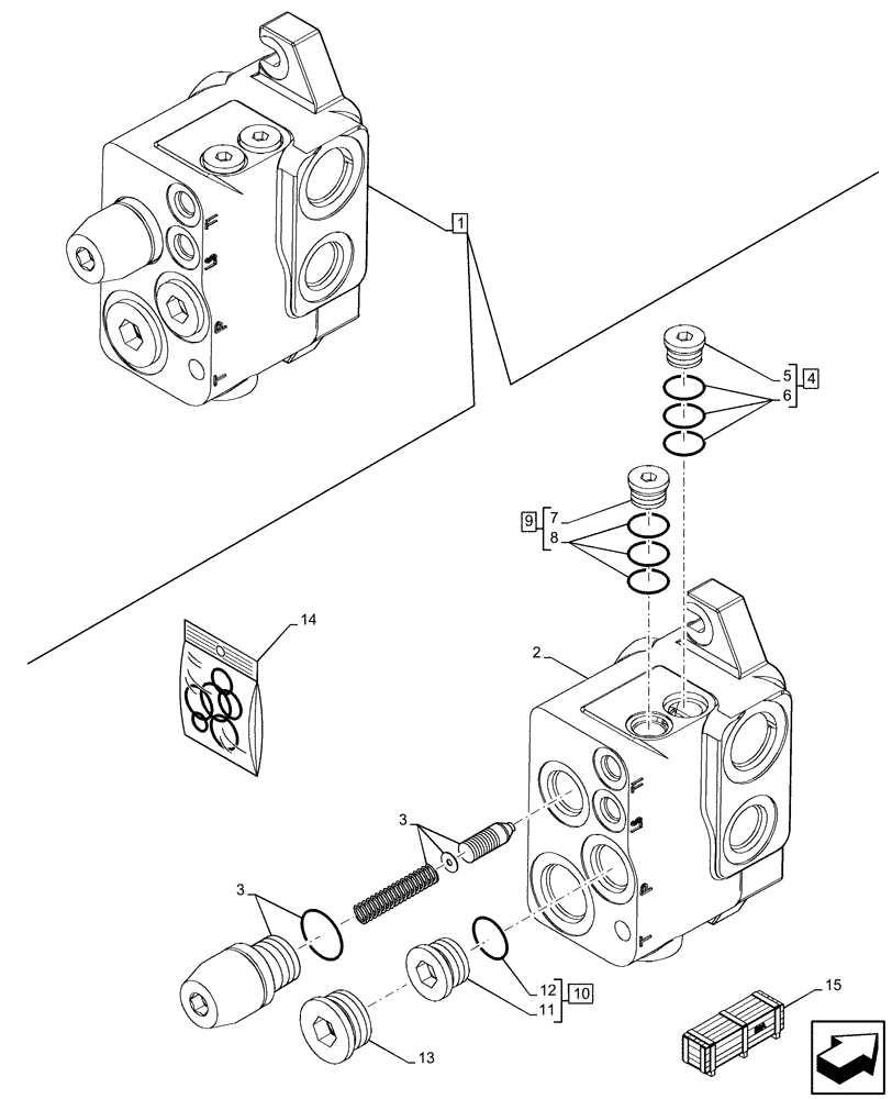 Схема запчастей Case 590SN - (35.359.AB[17]) - BACKHOE CONTROL VALVE, INLET SECTION, COMPONENTS (35) - HYDRAULIC SYSTEMS