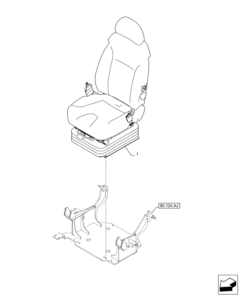 Схема запчастей Case CX350D LC - (90.124.AE[02]) - VAR - 488035 - SEAT, AIR SUSPENSION, HEATED (90) - PLATFORM, CAB, BODYWORK AND DECALS