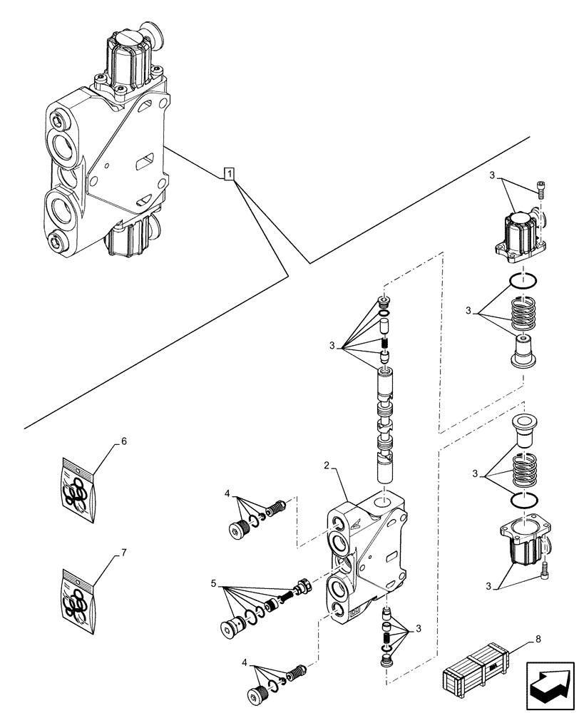 Схема запчастей Case 590SN - (35.359.AB[21]) - BACKHOE CONTROL VALVE, DIPPER SECTION, COMPONENTS (35) - HYDRAULIC SYSTEMS