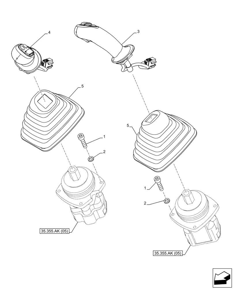 Схема запчастей Case CX350D LC - (35.355.AK[02]) - VAR - 461863 - JOYSTICK (35) - HYDRAULIC SYSTEMS