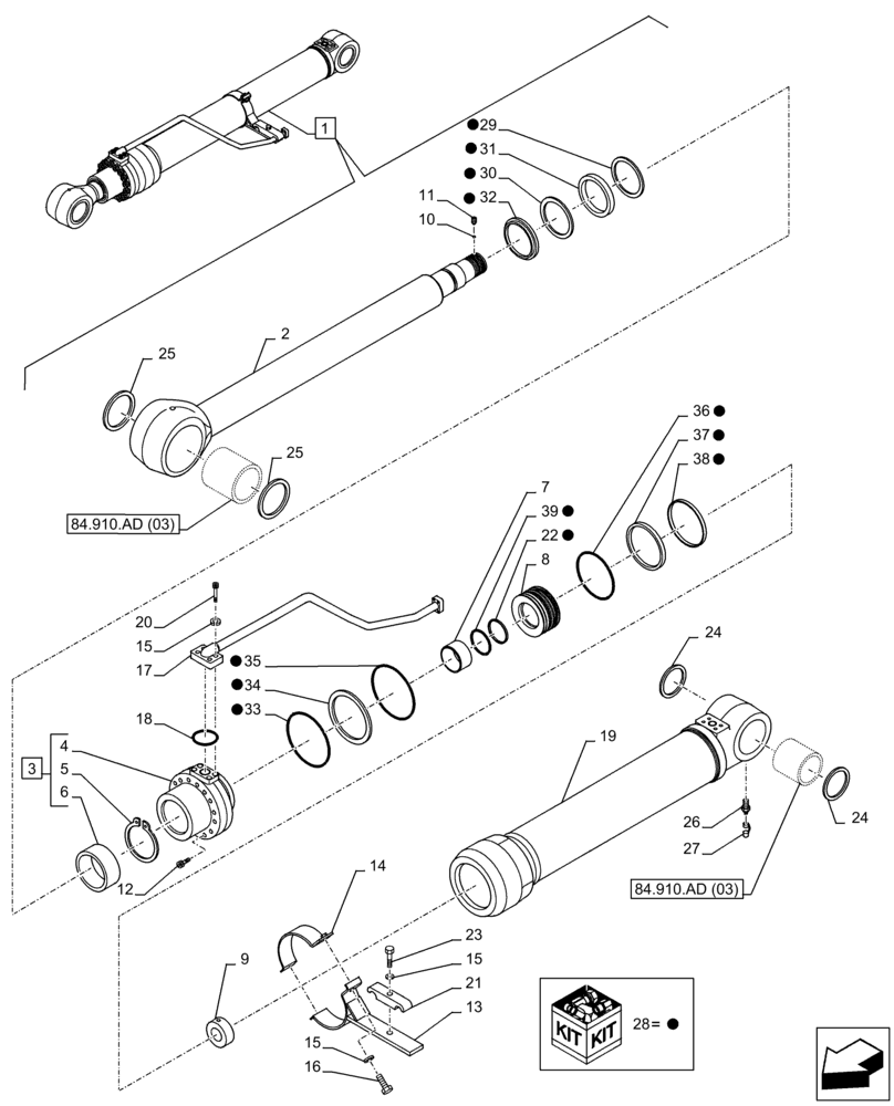 Схема запчастей Case CX350D LC - (35.736.AA[06]) - VAR - 481064 - LIFT CYLINDER, RIGHT, SAFETY VALVE, COMPONENTS (35) - HYDRAULIC SYSTEMS