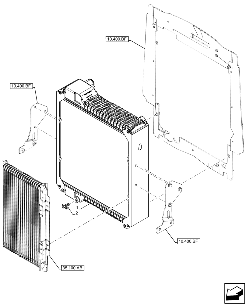 Схема запчастей Case 580N EP - (10.400.BE) - VAR - 442082, 747853, 747854, 747855 - RADIATOR (10) - ENGINE