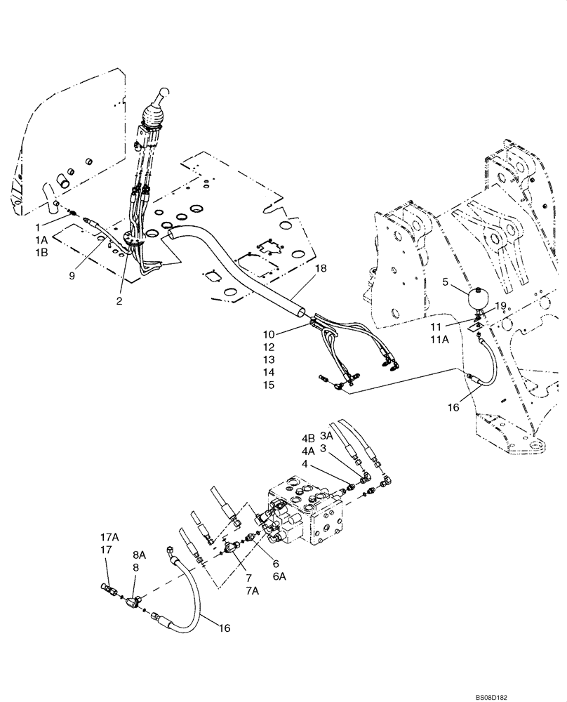 Схема запчастей Case 521D - (08-32A) - HYDRAULICS - LOADER CONTROL, REMOTE - IF USED (08) - HYDRAULICS