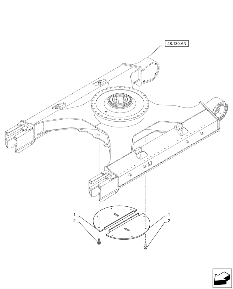 Схема запчастей Case CX210D LC LR - (48.130.AC) - FRAME, LOWER, COVER (48) - TRACKS & TRACK SUSPENSION