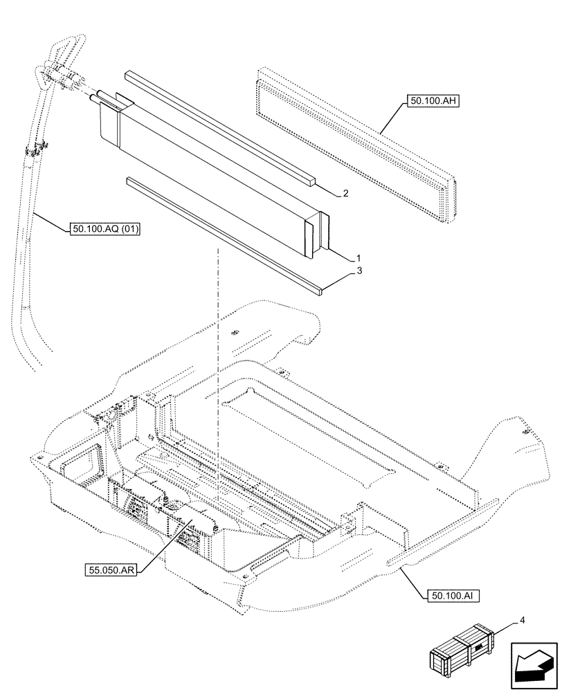 Схема запчастей Case 580SN WT - (50.100.AF) - VAR - 747853, 747854, 747855 - CAB, HEATER, CORE (50) - CAB CLIMATE CONTROL