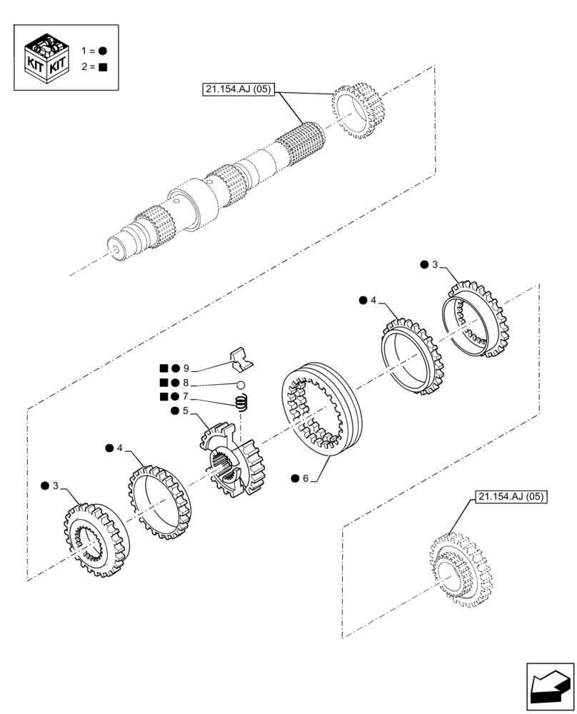 Схема запчастей Case 580N EP - (21.154.AG[02]) - VAR - 423058 - TRANSMISSION, POWERSHUTTLE, SYNCHRONIZER, 2WD (21) - TRANSMISSION