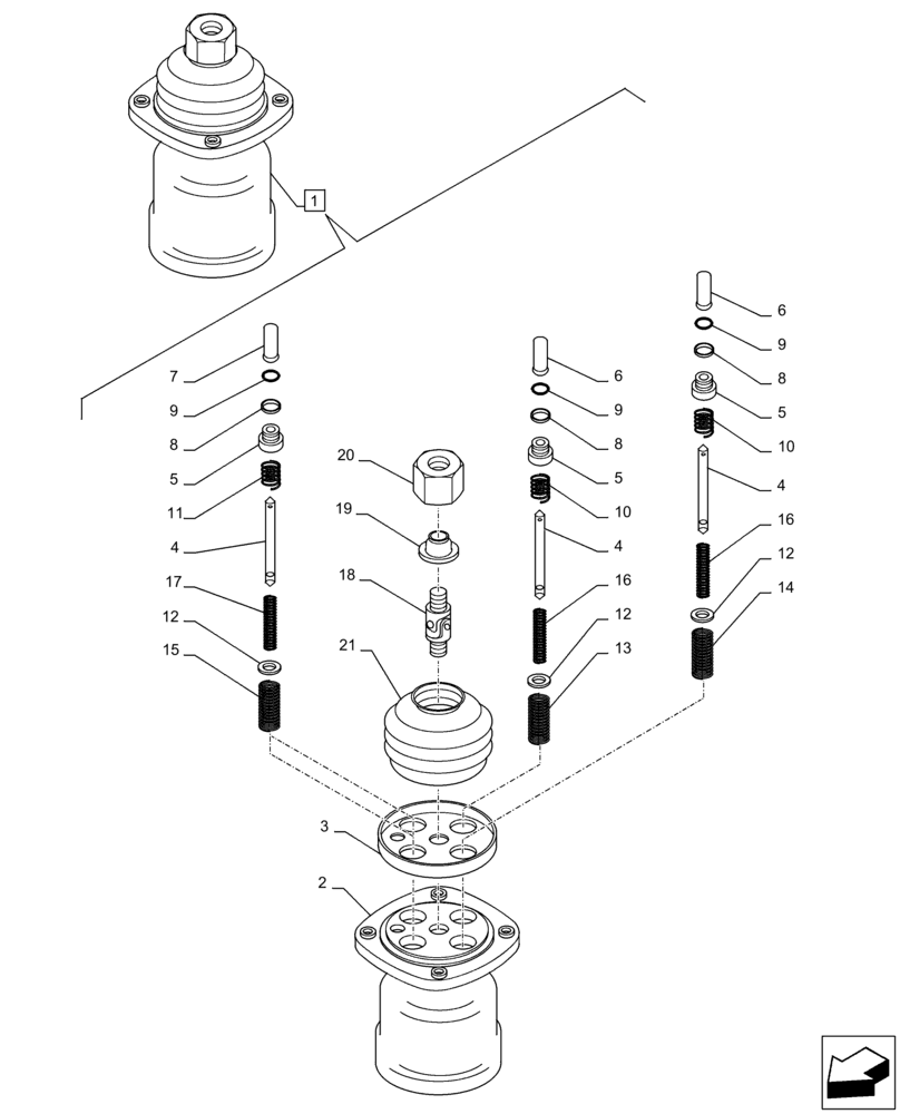 Схема запчастей Case CX350D LC - (35.355.AK[05]) - STD + VAR - 461863, 461865, 461869, 461871 - JOYSTICK, VALVE, REMOTE CONTROL (35) - HYDRAULIC SYSTEMS