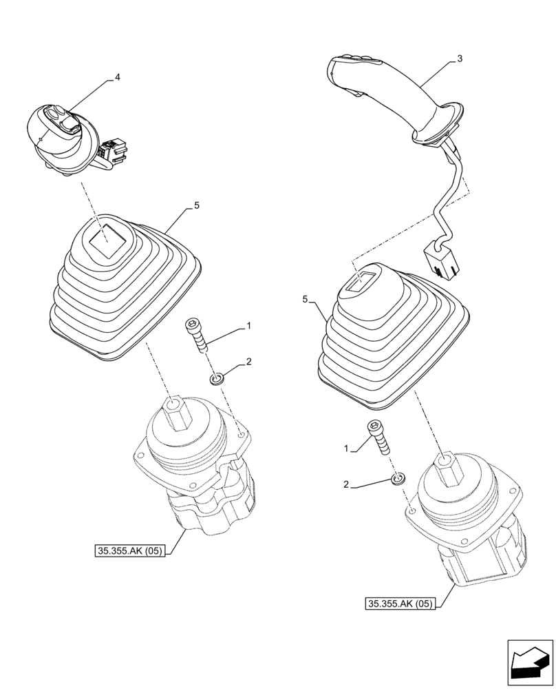 Схема запчастей Case CX350D LC - (35.355.AK[03]) - VAR - 461865, 461869, 461871 - JOYSTICK (35) - HYDRAULIC SYSTEMS