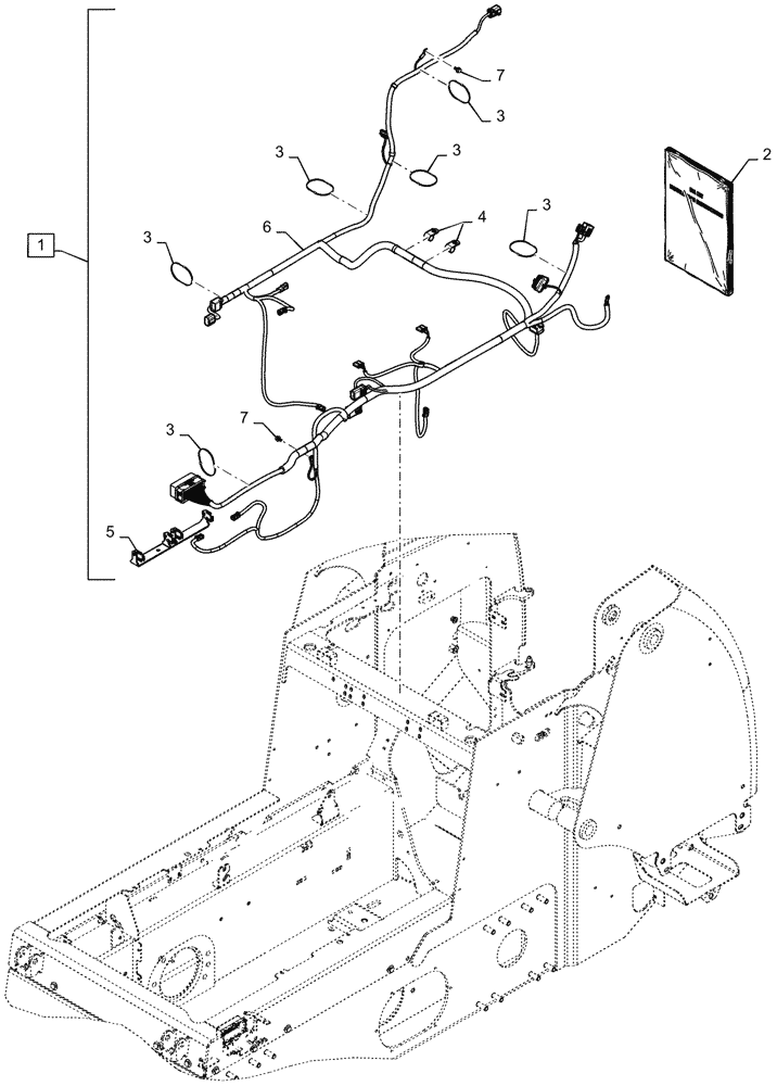 Схема запчастей Case TV380 - (88.100.55[06]) - DIA KIT, CHASSIS OPTION HARNESS, MECHANICAL CONTROLS (88) - ACCESSORIES