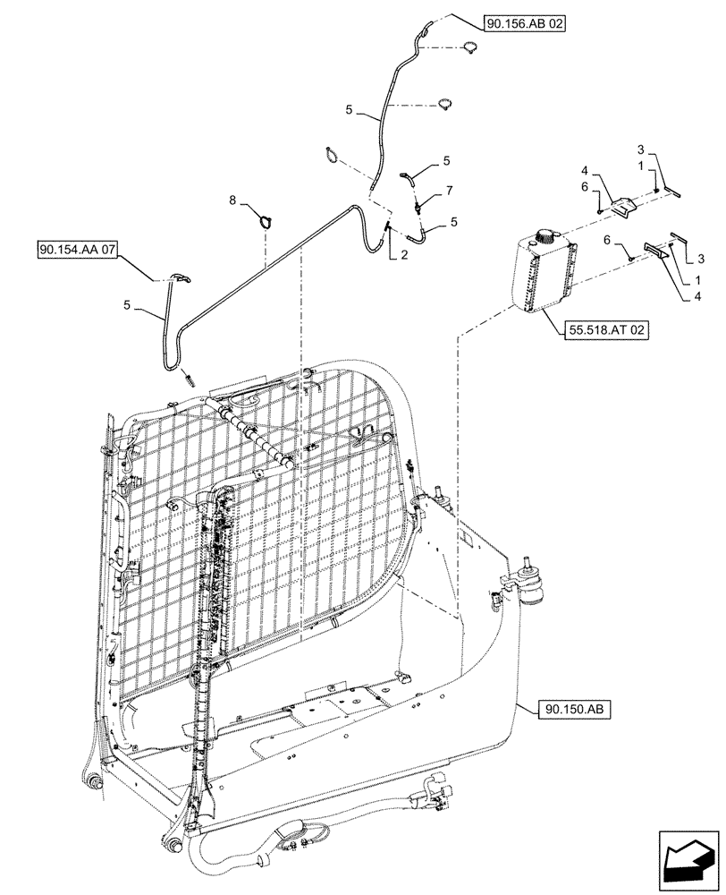 Схема запчастей Case SV280 - (55.518.AT[04]) - FRONT & REAR, WASHER RESERVOIR (55) - ELECTRICAL SYSTEMS