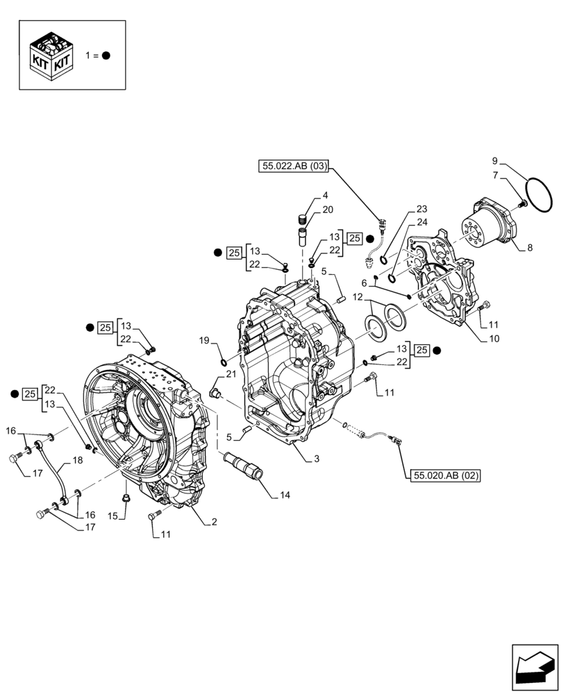 Схема запчастей Case 580SN - (21.111.AC[02]) - VAR - 423060 - TRANSMISSION, SEMI-POWERSHIFT, HOUSING, 2WD (21) - TRANSMISSION