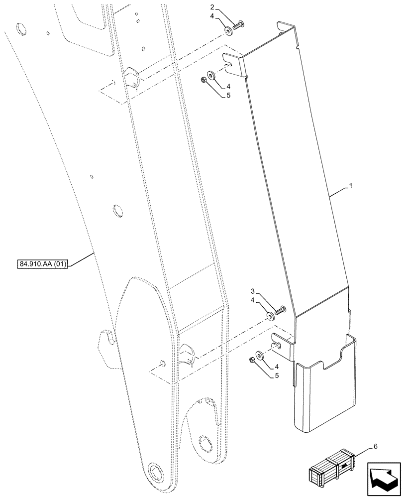 Схема запчастей Case 580SN WT - (84.910.AA[02]) - BOOM, GUARD (84) - BOOMS, DIPPERS & BUCKETS