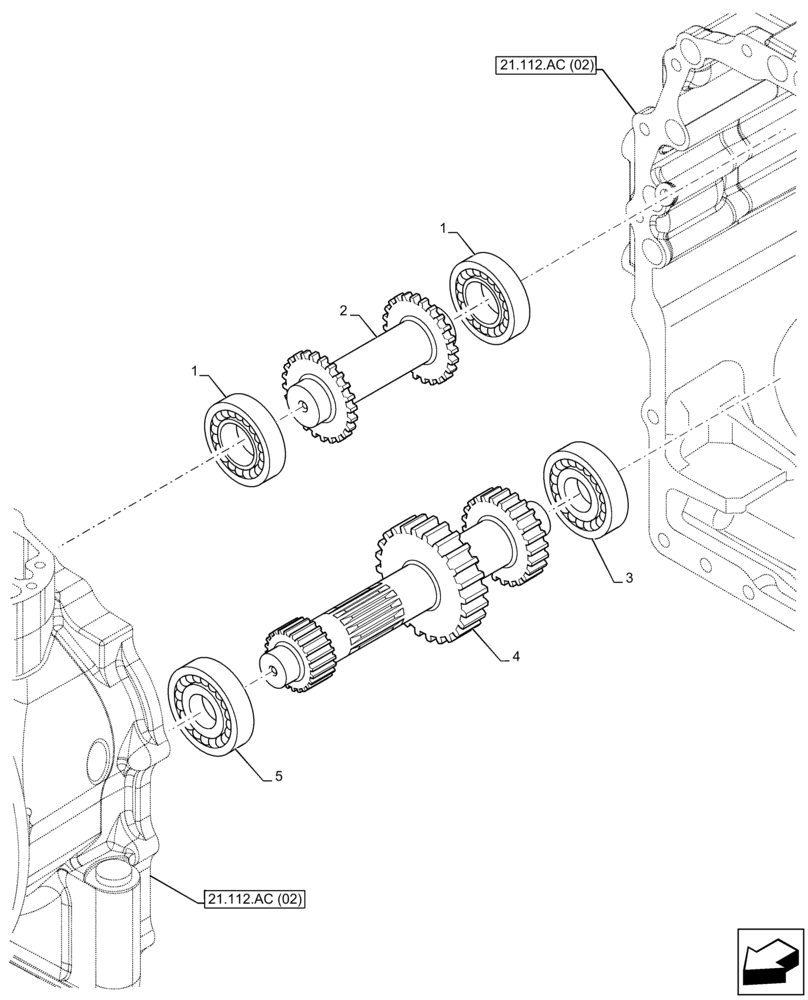 Схема запчастей Case 580SN - (21.154.AJ[04]) - VAR - 423059 - TRANSMISSION, POWERSHUTTLE, DRIVE SHAFT, DRIVEN SHAFT, 4WD (21) - TRANSMISSION