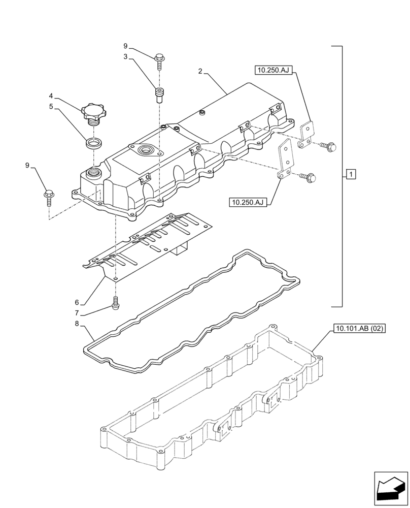 Схема запчастей Case AQ-6HK1XASS01-02 - (10.101.AB[01]) - VALVE COVER (10) - ENGINE