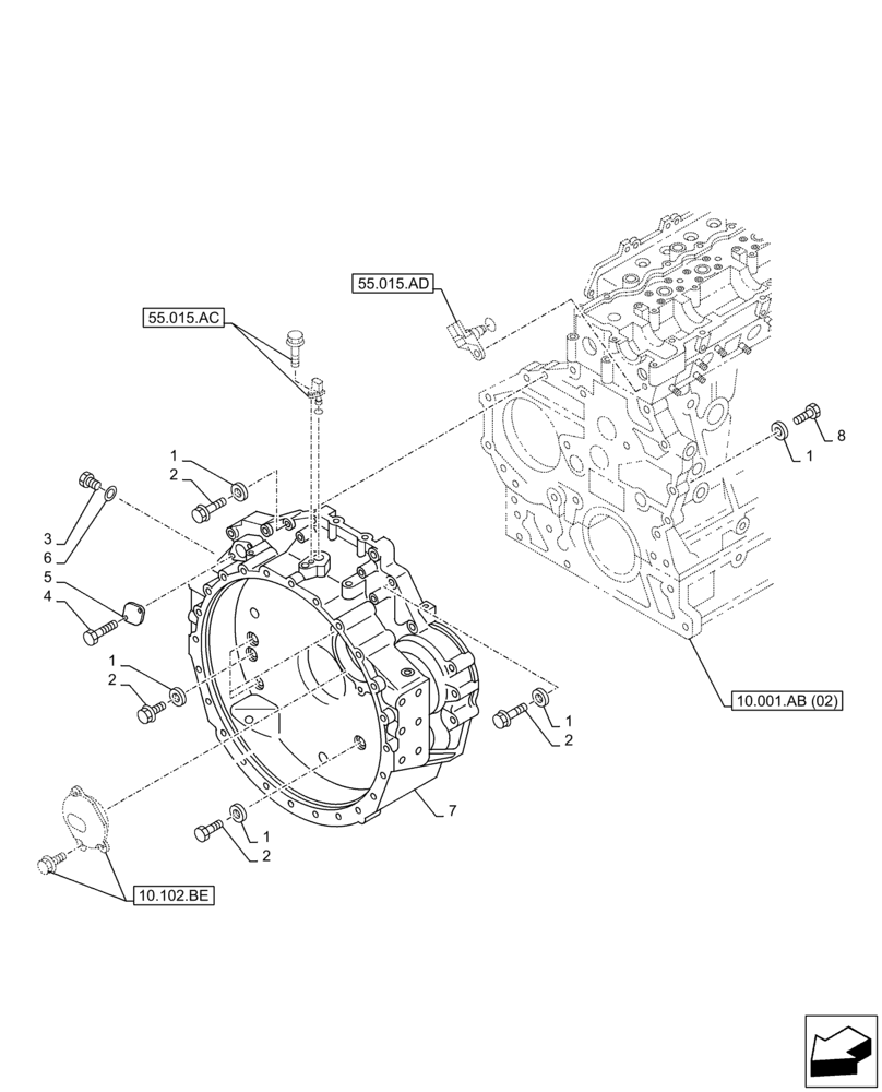 Схема запчастей Case AQ-6HK1XASS01-02 - (10.103.AK[02]) - FLYWHEEL & HOUSING (10) - ENGINE