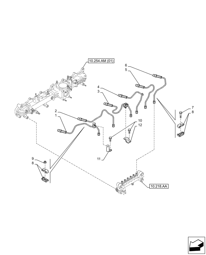 Схема запчастей Case AQ-6HK1XASS01-02 - (10.218.AI[03]) - FUEL INJECTOR, LINE (10) - ENGINE
