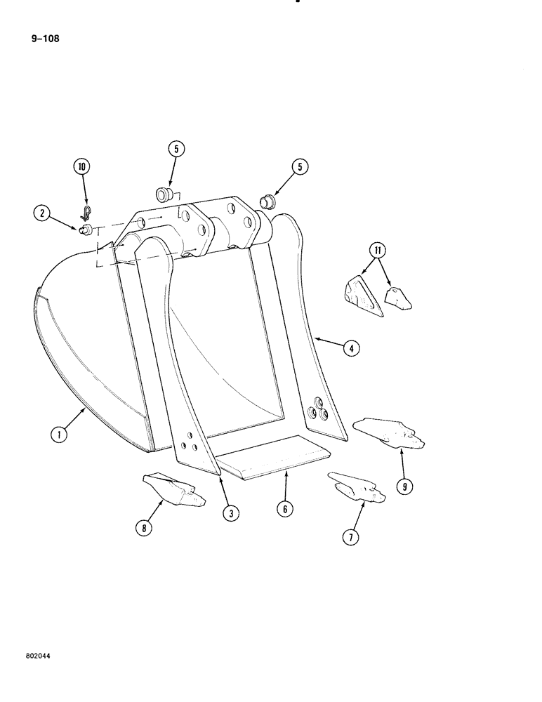 Схема запчастей Case 888 - (9-108) - BACKHOE BUCKET, BACKHOE BUCKET 39-3/8" WIDE, BACKHOE BUCKET 47-1/4" WIDE (09) - CHASSIS