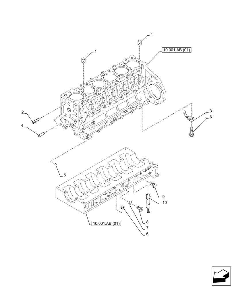 Схема запчастей Case AQ-6HK1XASS01-02 - (10.001.AB[02]) - CRANKCASE (10) - ENGINE