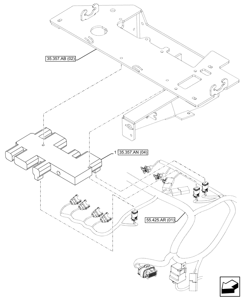 Схема запчастей Case 580N EP - (35.357.AN[03]) - 7-SPOOL, PRESSURE CONTROL VALVE, W/ PILOT CONTROLS, MOUNTING PARTS (35) - HYDRAULIC SYSTEMS