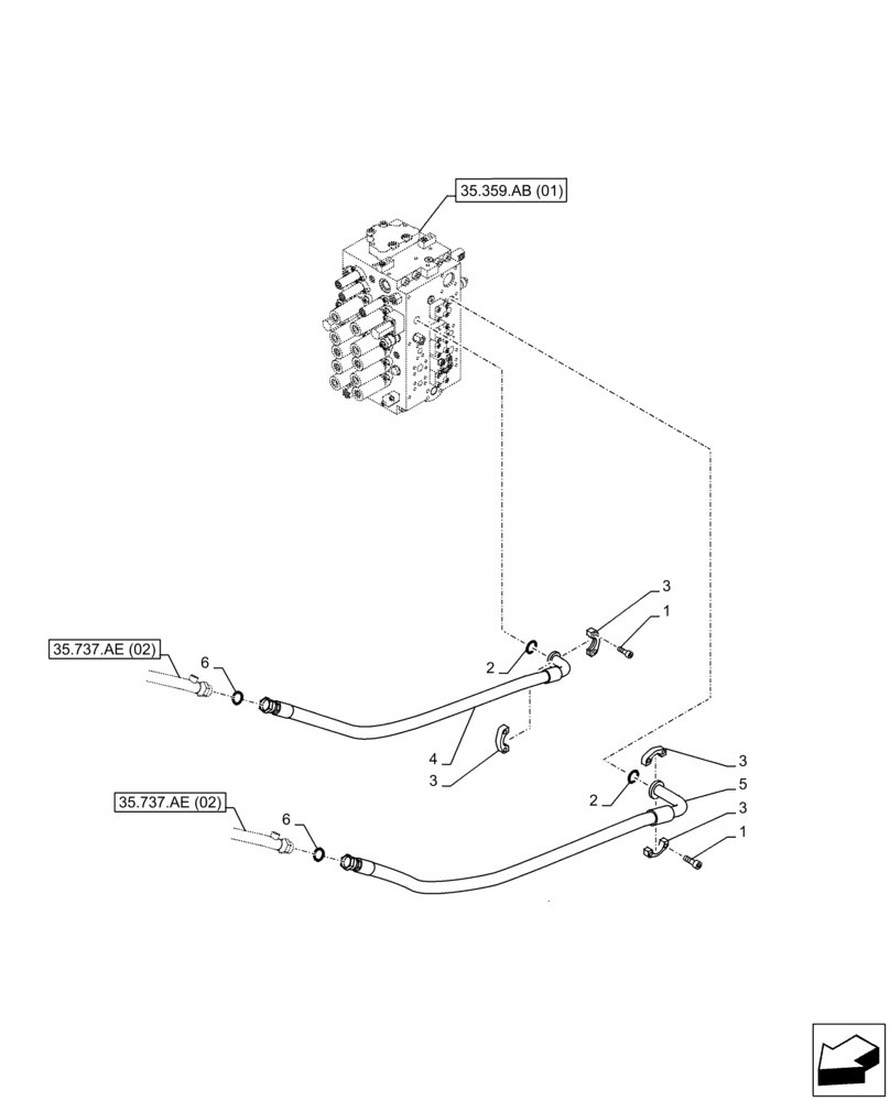 Схема запчастей Case CX210D LC - (35.737.AE[01]) - ARM, CYLINDER, LINES (35) - HYDRAULIC SYSTEMS