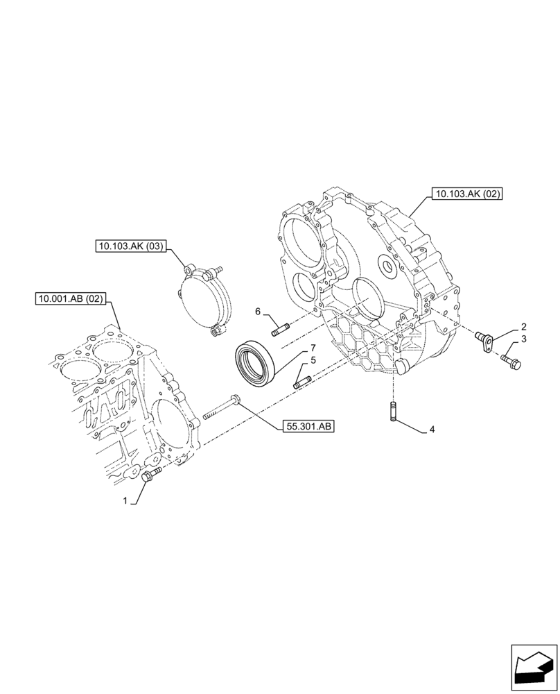 Схема запчастей Case AQ-6HK1XASS01-02 - (10.103.AK[01]) - FLYWHEEL & HOUSING (10) - ENGINE