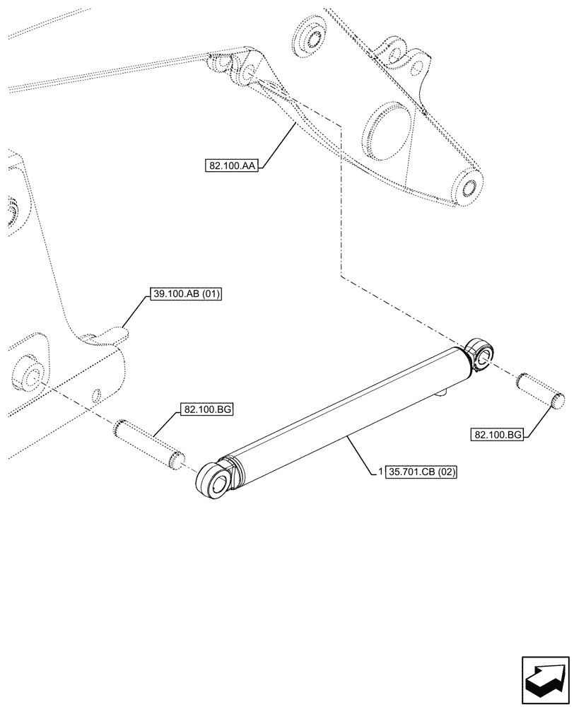 Схема запчастей Case 580SN - (35.701.CB[01]) - LIFT CYLINDER (35) - HYDRAULIC SYSTEMS