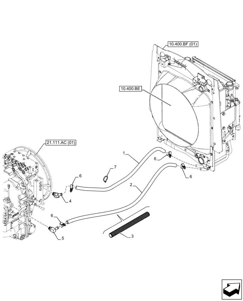 Схема запчастей Case 580SN - (21.103.AN) - VAR - 423060, 423061 - TRANSMISSION, SEMI-POWERSHIFT, OIL COOLER, LINE (21) - TRANSMISSION