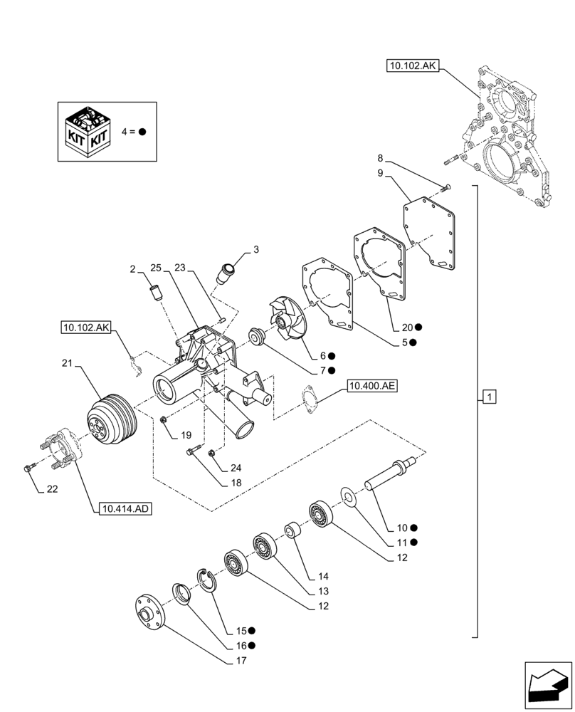 Схема запчастей Case AQ-6HK1XASS01-02 - (10.400.BB[01]) - WATER PUMP (10) - ENGINE