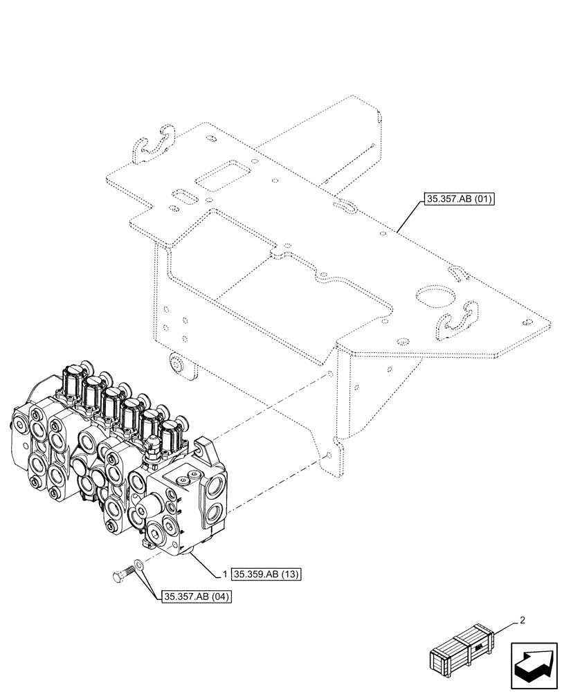 Схема запчастей Case 580SN - (35.359.AB[09]) - BACKHOE CONTROL VALVE, 6-SPOOL, MOUNTING PARTS, STANDARD DIPPER, W/ PILOT CONTROLS (35) - HYDRAULIC SYSTEMS