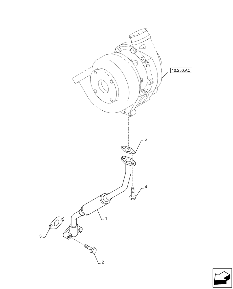 Схема запчастей Case AQ-6HK1XASS01-02 - (10.250.AE) - TURBOCHARGER LINE (10) - ENGINE