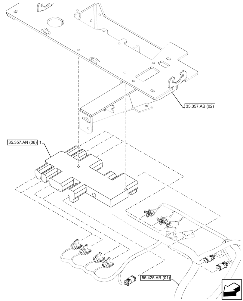 Схема запчастей Case 580N EP - (35.357.AN[05]) - 8-SPOOL, PRESSURE CONTROL VALVE, W/ PILOT CONTROLS, MOUNTING PARTS (35) - HYDRAULIC SYSTEMS