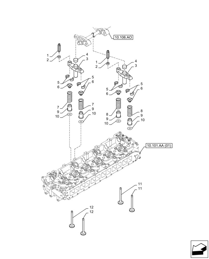 Схема запчастей Case AQ-6HK1XASS01-02 - (10.101.AM) - VALVES (10) - ENGINE