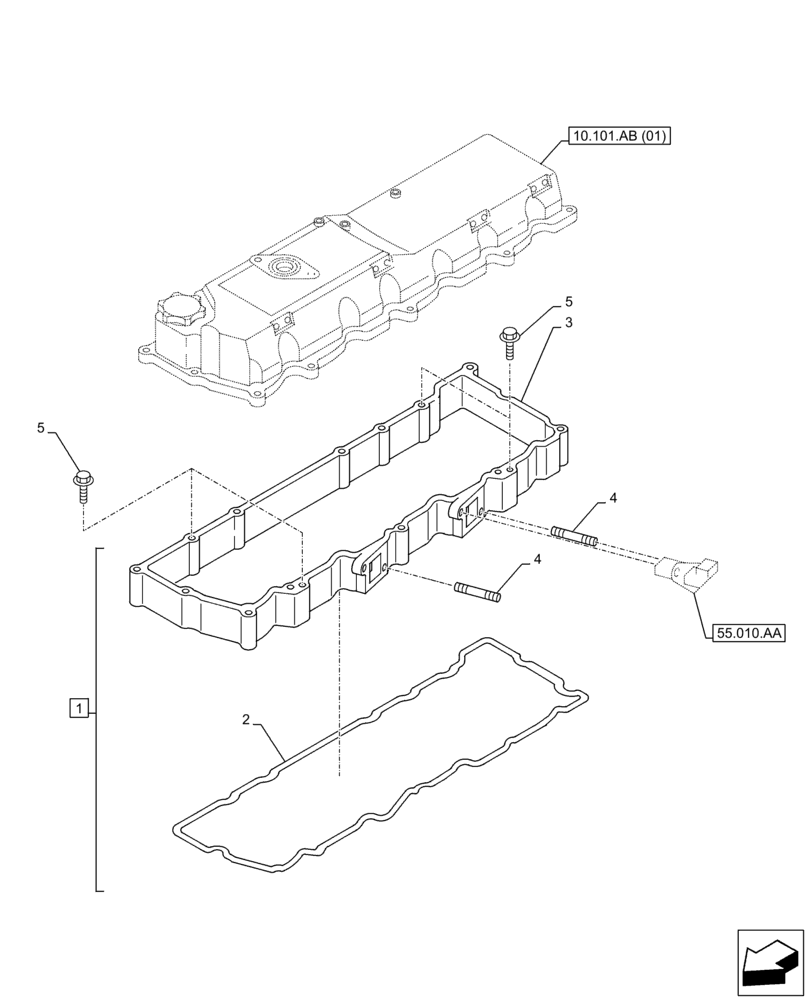 Схема запчастей Case AQ-6HK1XASS01-02 - (10.101.AB[02]) - VALVE COVER (10) - ENGINE