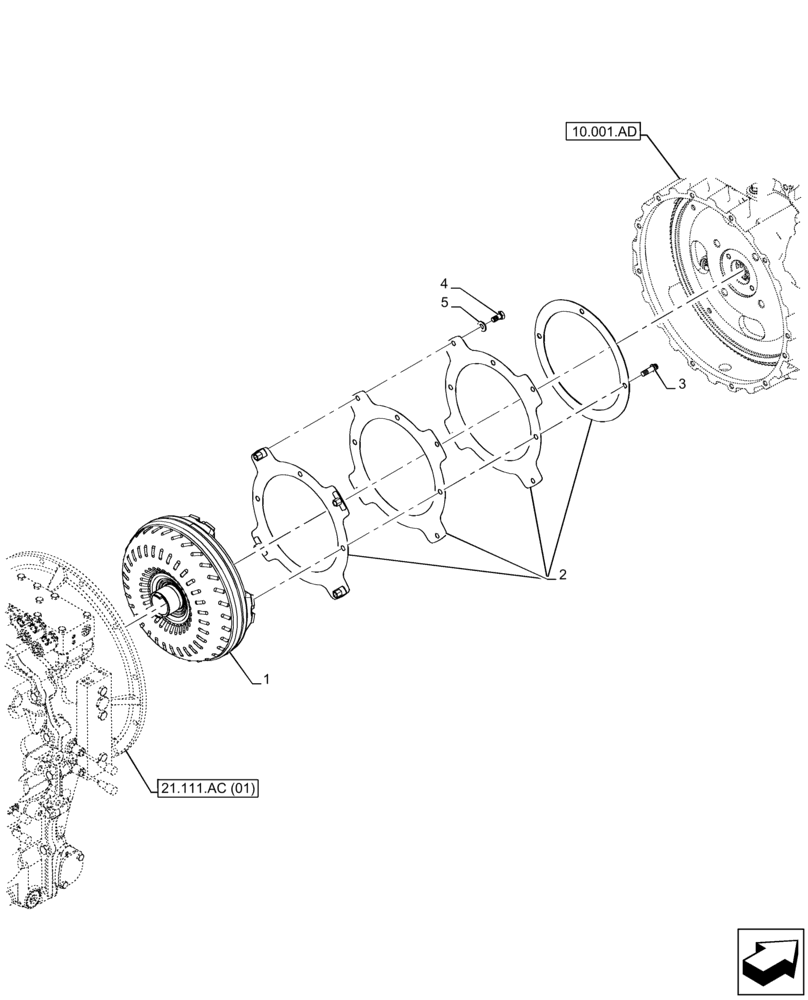 Схема запчастей Case 580SN WT - (21.700.AA[02]) - VAR - 423060, 423061 - TRANSMISSION, SEMI-POWERSHIFT, TORQUE CONVERTER (21) - TRANSMISSION