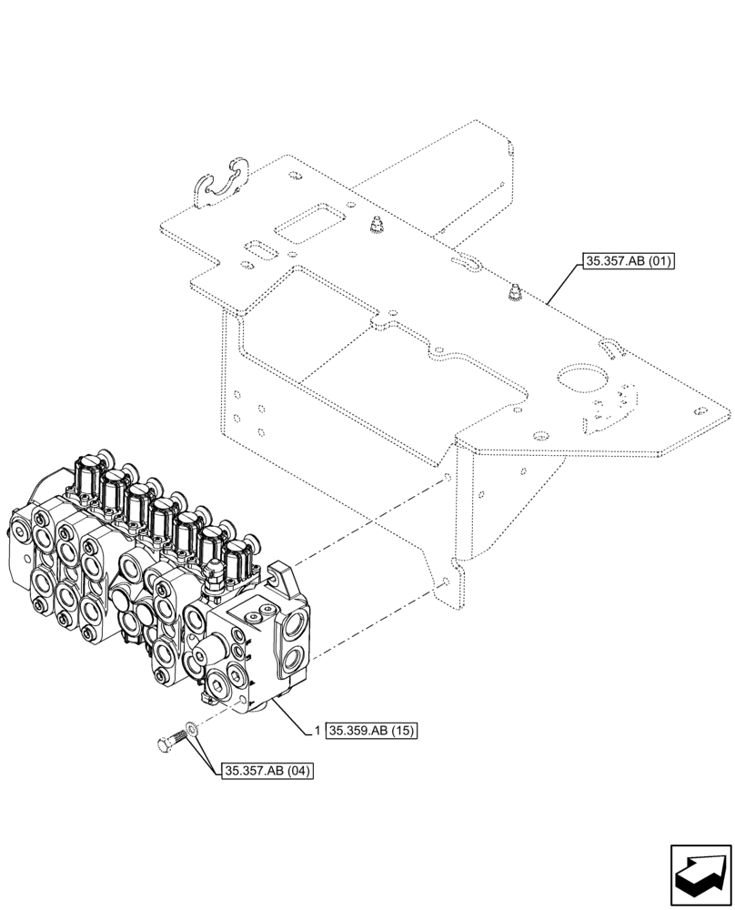 Схема запчастей Case 580SN WT - (35.359.AB[11]) - BACKHOE CONTROL VALVE, 7-SPOOL, MOUNTING PARTS, EXTENDABLE DIPPER, W/ PILOT CONTROLS (35) - HYDRAULIC SYSTEMS