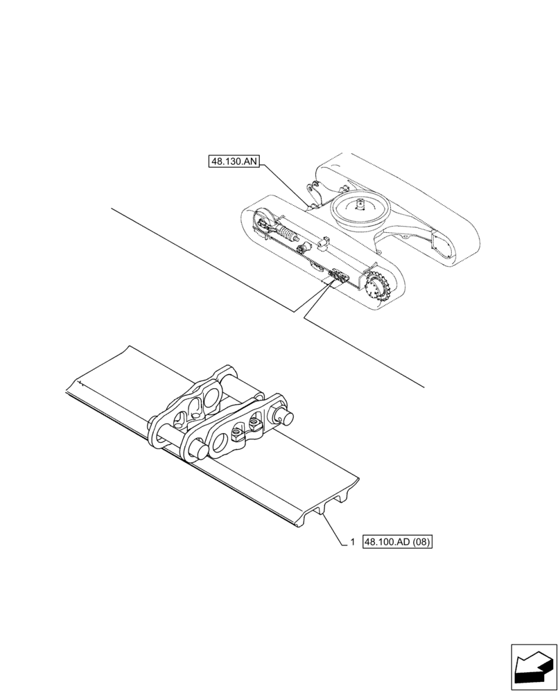 Схема запчастей Case CX210D LC LR - (48.100.AD[07]) - VAR - 956000 - TRACK CHAIN (L=900MM) (48) - TRACKS & TRACK SUSPENSION