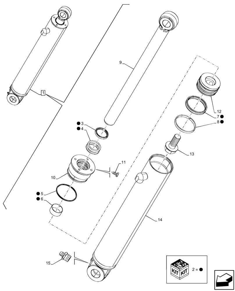 Схема запчастей Case 580SN - (35.703.AG[03]) - STABILIZER CYLINDER, LH, COMPONENTS (35) - HYDRAULIC SYSTEMS