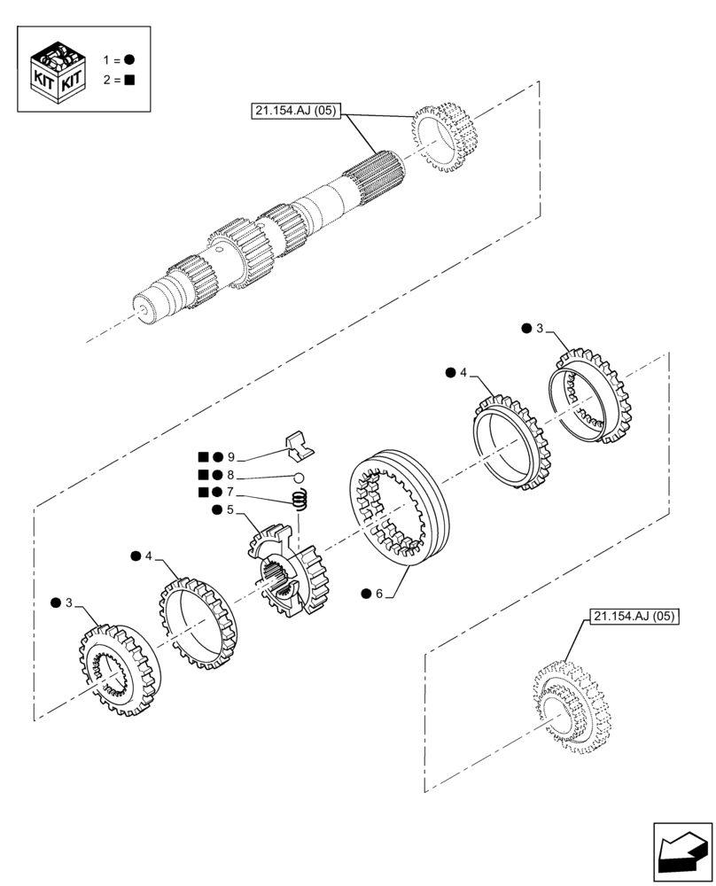 Схема запчастей Case 580SN WT - (21.154.AG[02]) - VAR - 423059 - TRANSMISSION, POWERSHUTTLE, SYNCHRONIZER, 4WD (21) - TRANSMISSION