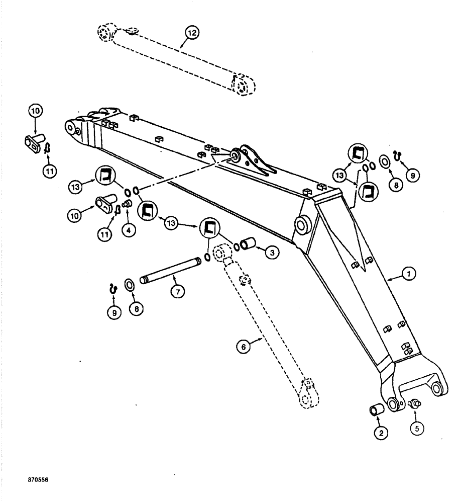 Схема запчастей Case 688 - (9-082) - BOOM AND CYLINDER MOUNTING PINS (09) - CHASSIS