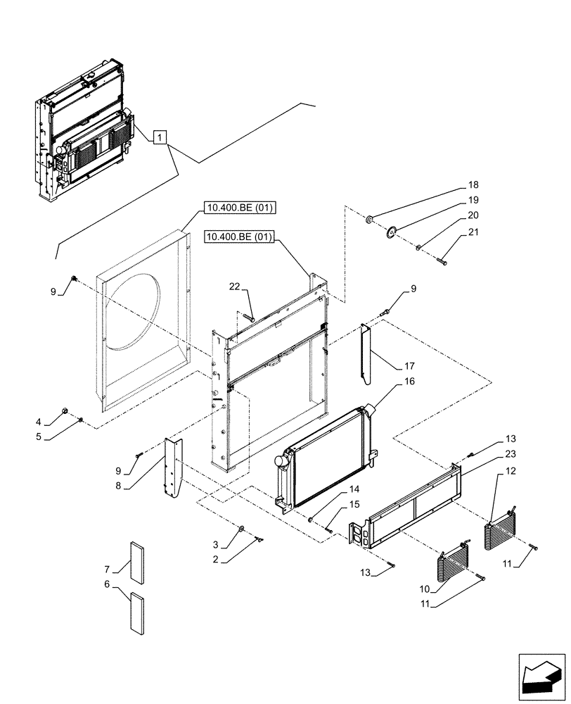 Схема запчастей Case CX300D LC - (10.400.BE[02]) - RADIATOR, COMPONENTS (10) - ENGINE