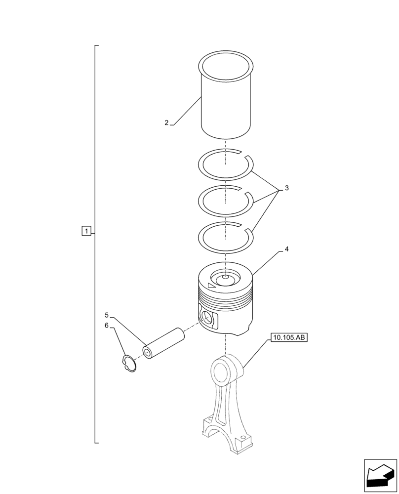 Схема запчастей Case AQ-6HK1XASS01-02 - (10.105.AG[02]) - PISTON (10) - ENGINE
