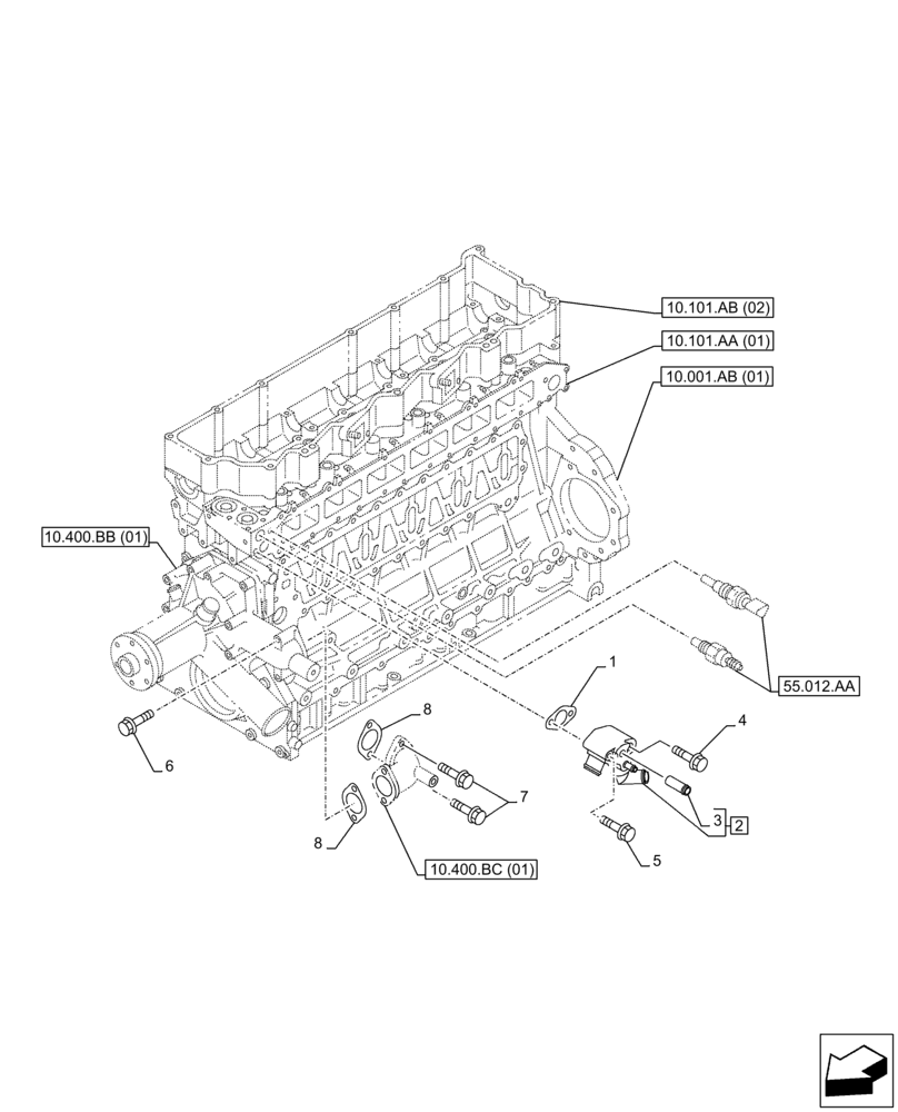 Схема запчастей Case AQ-6HK1XASS01-02 - (10.400.AE) - COOLING SYSTEM LINE (10) - ENGINE