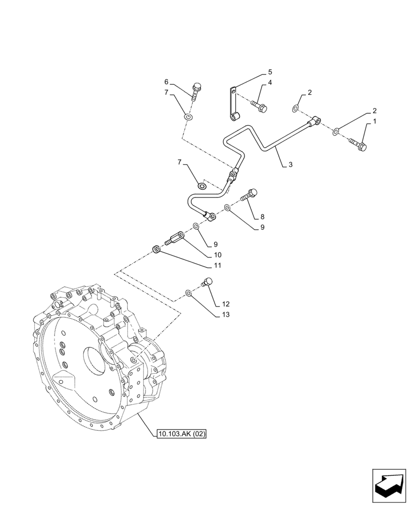 Схема запчастей Case AQ-6HK1XASS01-02 - (10.250.AD[04]) - TURBOCHARGER LUBE LINE (10) - ENGINE